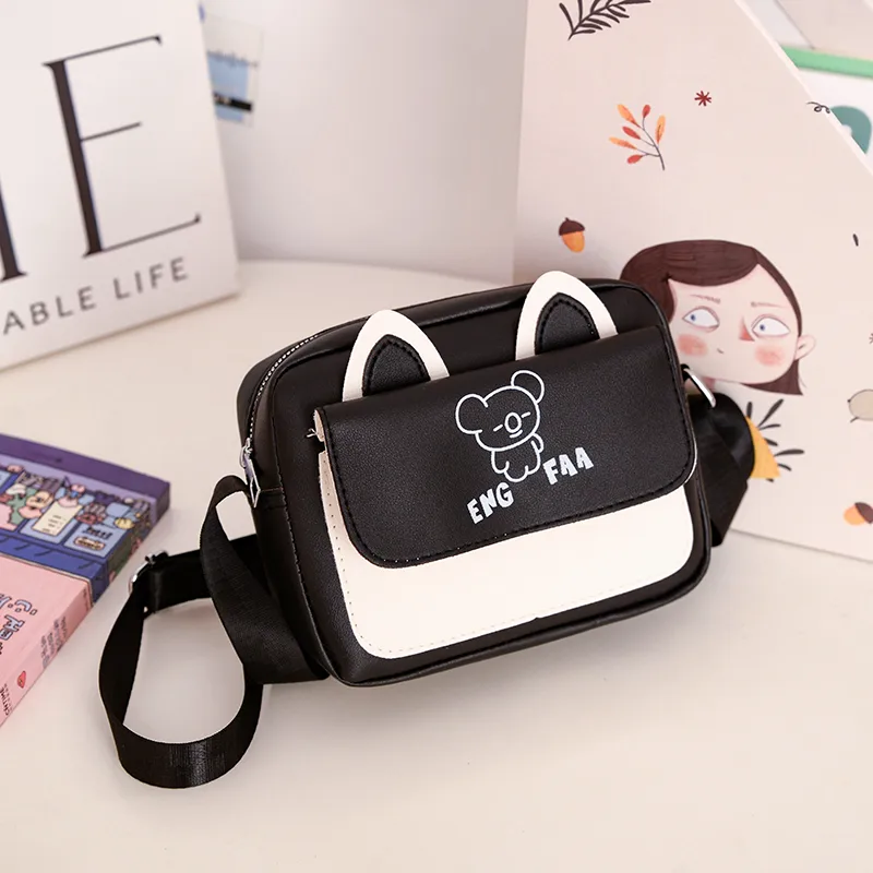 Kid'S Pu Leather Color Block Bear Cute Square Zipper Shoulder Bag Crossbody Bag display picture 51