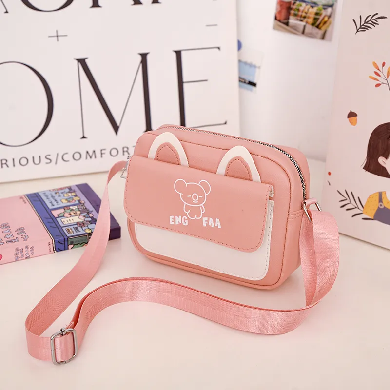 Kid'S Pu Leather Color Block Bear Cute Square Zipper Shoulder Bag Crossbody Bag display picture 45