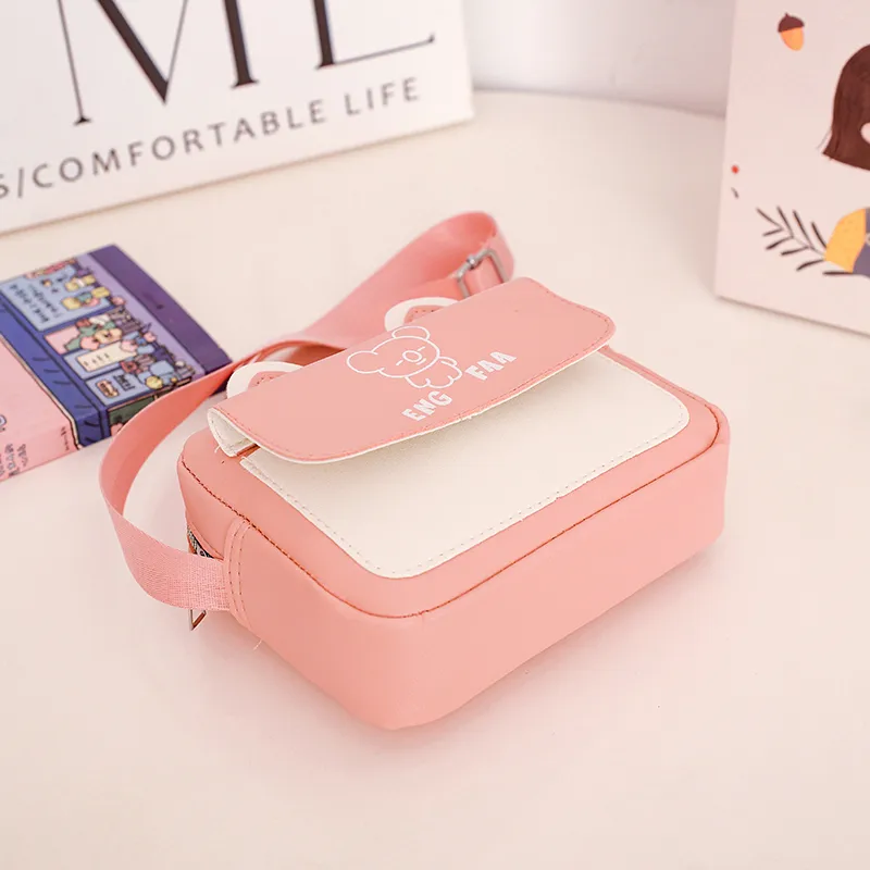 Kid'S Pu Leather Color Block Bear Cute Square Zipper Shoulder Bag Crossbody Bag display picture 53