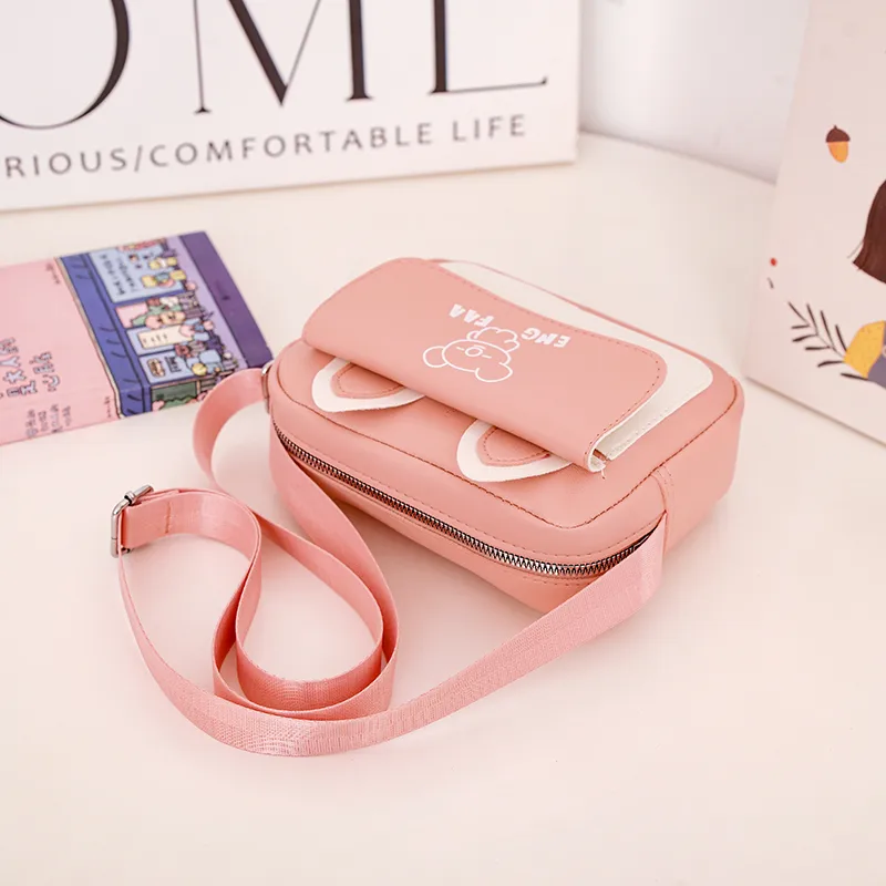 Kid'S Pu Leather Color Block Bear Cute Square Zipper Shoulder Bag Crossbody Bag display picture 64