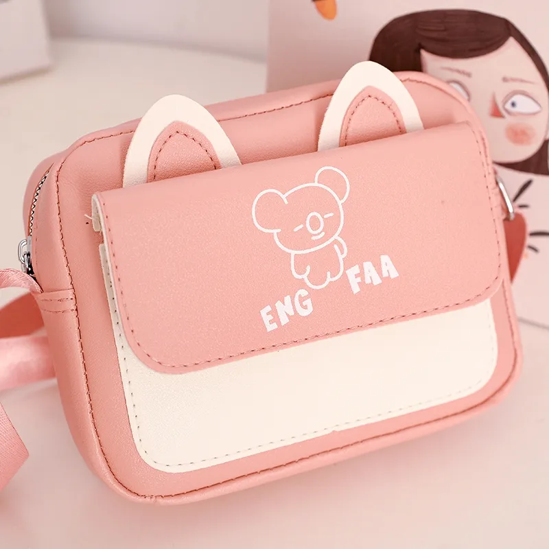 Kid'S Pu Leather Color Block Bear Cute Square Zipper Shoulder Bag Crossbody Bag display picture 59