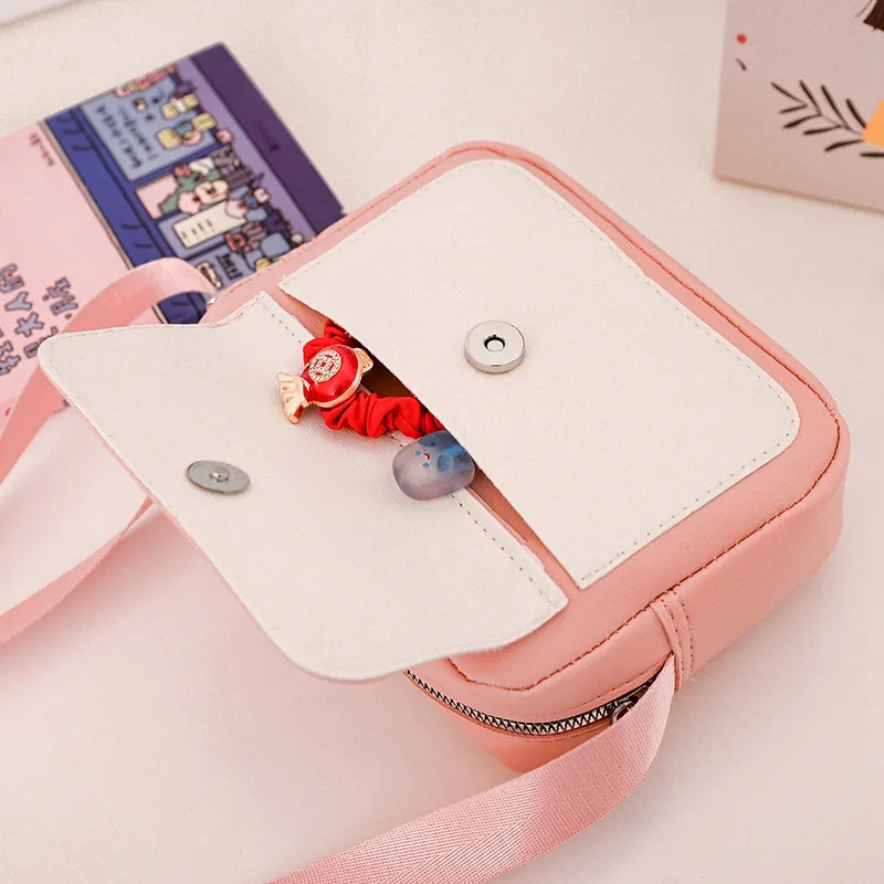 Kid'S Pu Leather Color Block Bear Cute Square Zipper Shoulder Bag Crossbody Bag display picture 67