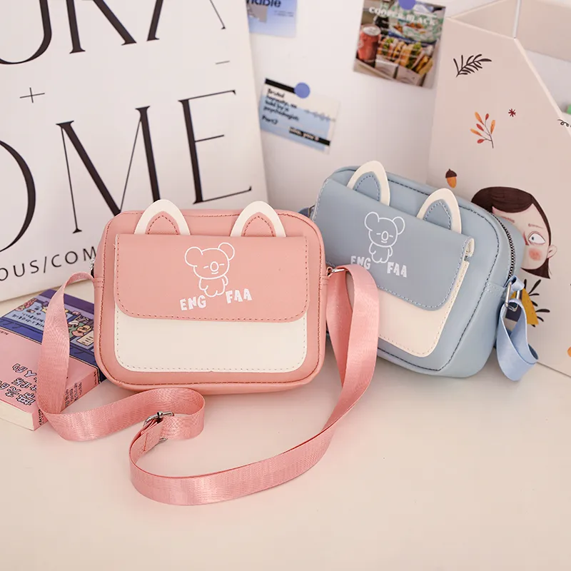Kid'S Pu Leather Color Block Bear Cute Square Zipper Shoulder Bag Crossbody Bag display picture 61