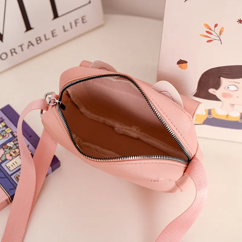 Kid'S Pu Leather Color Block Bear Cute Square Zipper Shoulder Bag Crossbody Bag display picture 70