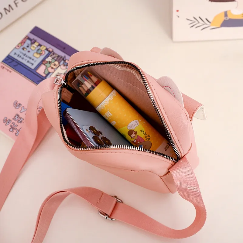 Kid'S Pu Leather Color Block Bear Cute Square Zipper Shoulder Bag Crossbody Bag display picture 65