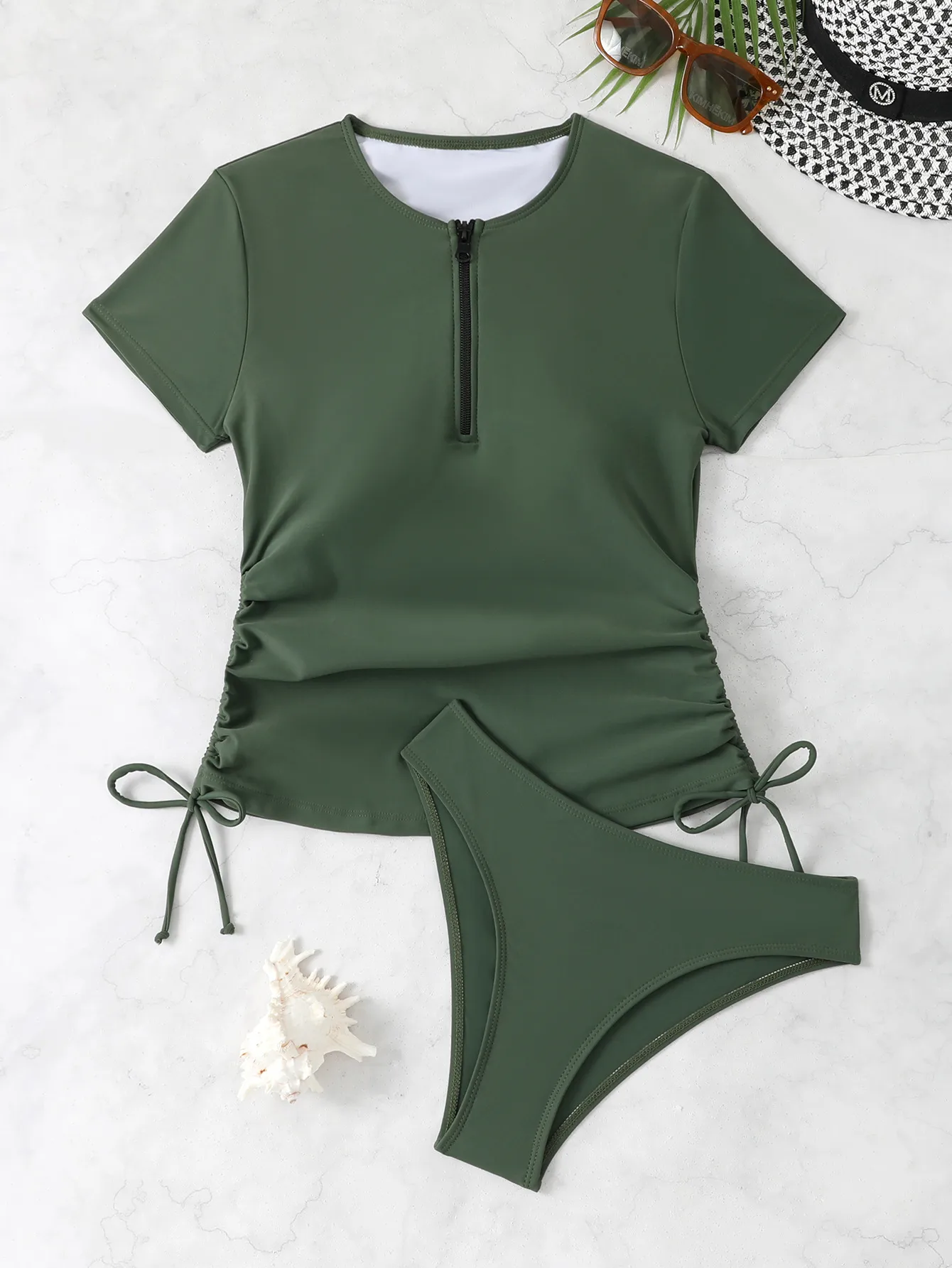 Women's Solid Color 2 Pieces Set Swimwear display picture 4