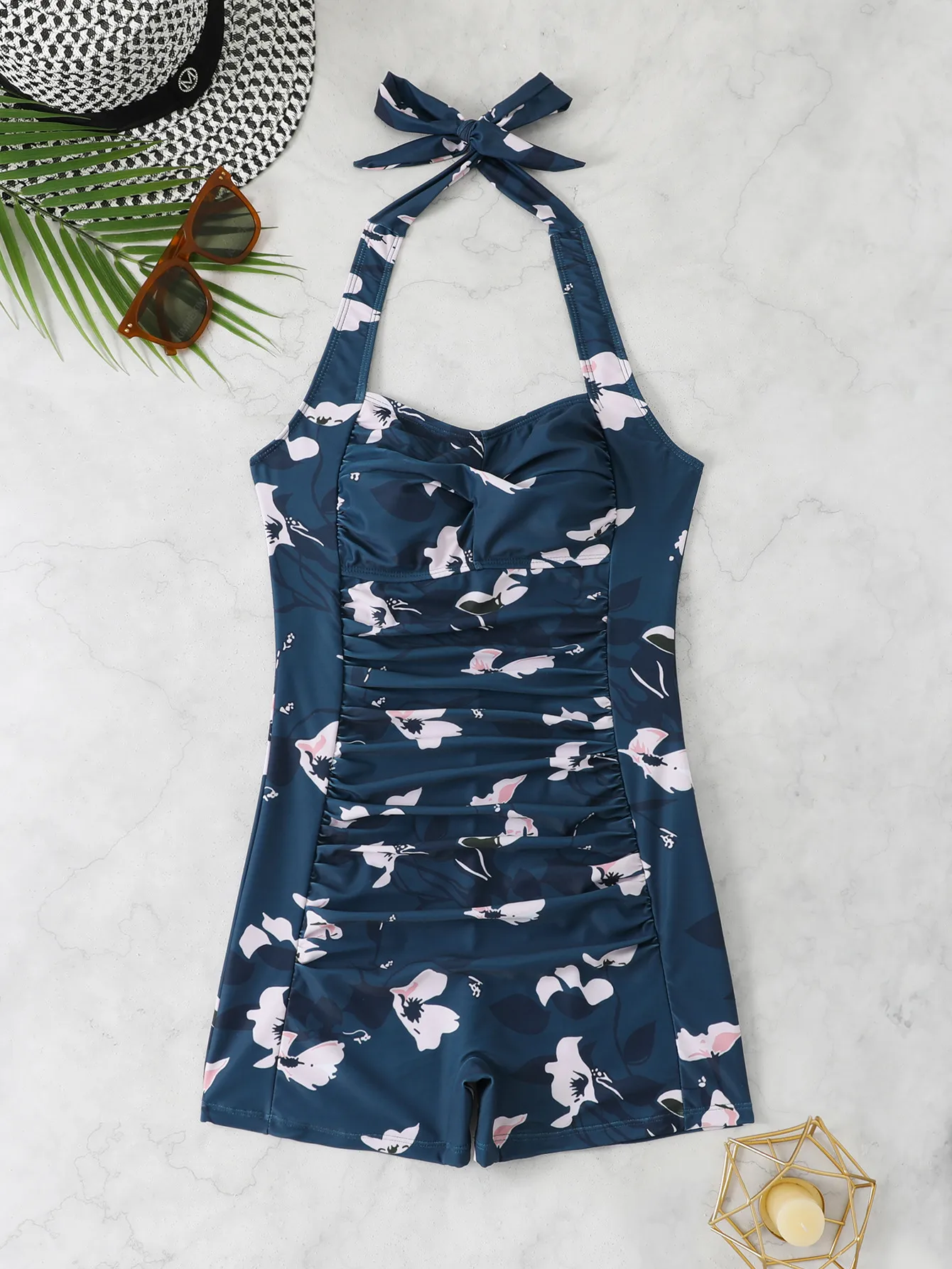 Women's Elegant Lady Ditsy Floral Stripe Solid Color 1 Piece One Piece Swimwear display picture 5
