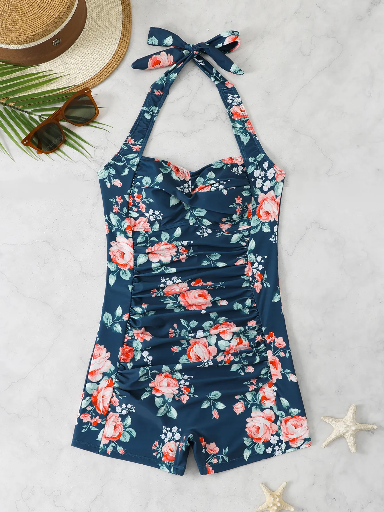 Women's Elegant Lady Ditsy Floral Stripe Solid Color 1 Piece One Piece Swimwear display picture 11