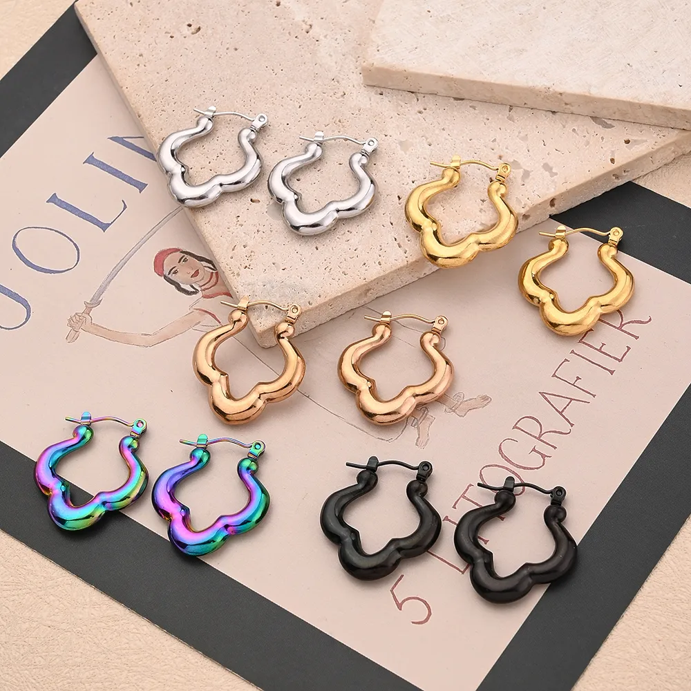 1 Pair/Package Casual Modern Style Simple Style Flower Handmade Polishing Plating 304 Stainless Steel 18K Gold Plated Colorful Plating Rose Gold Plated Earrings display picture 1