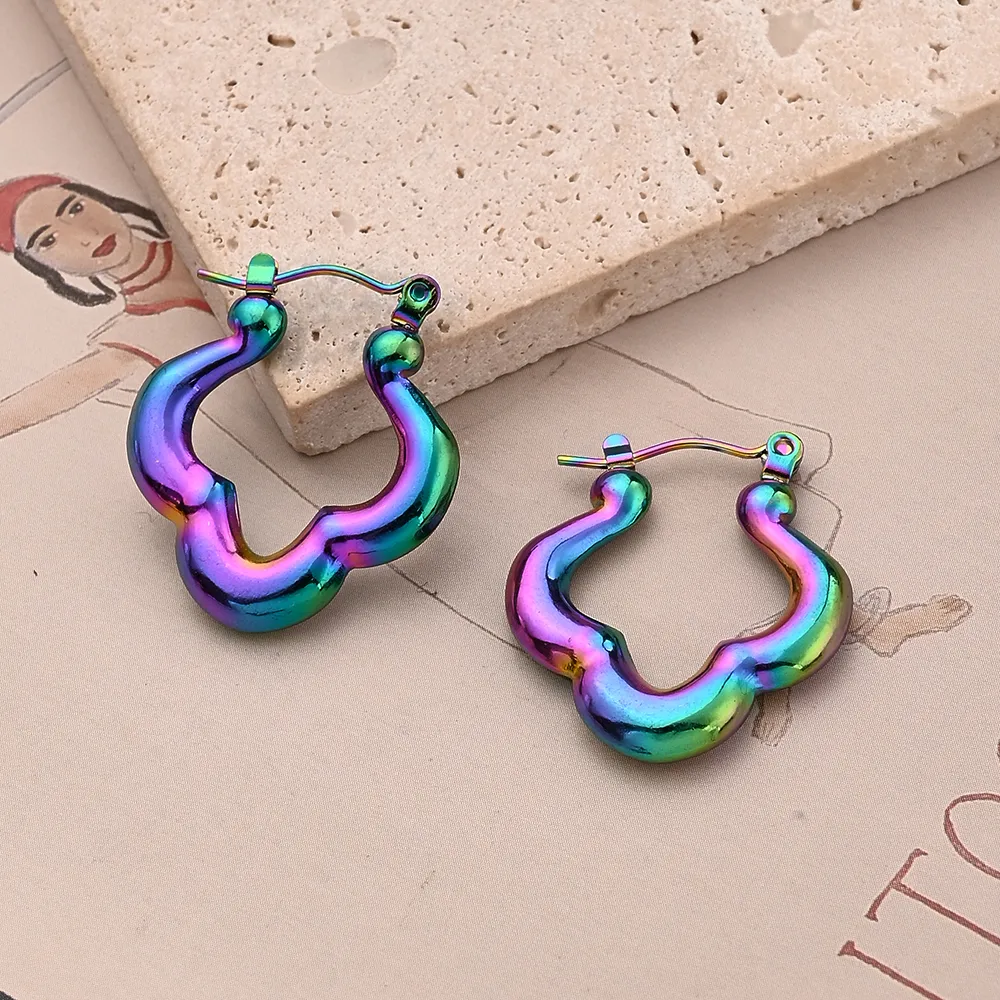 1 Pair/Package Casual Modern Style Simple Style Flower Handmade Polishing Plating 304 Stainless Steel 18K Gold Plated Colorful Plating Rose Gold Plated Earrings display picture 5