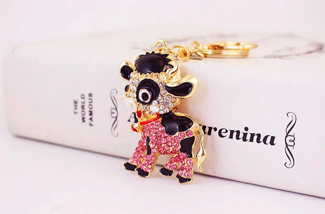 1 Piece Cute Sweet Cattle Alloy Inlay Zircon Women's Keychain display picture 15