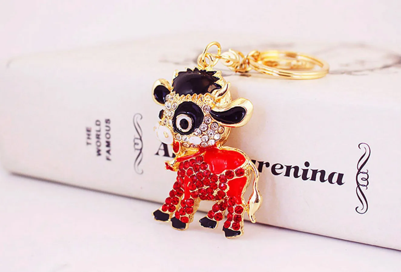 1 Piece Cute Sweet Cattle Alloy Inlay Zircon Women's Keychain display picture 3