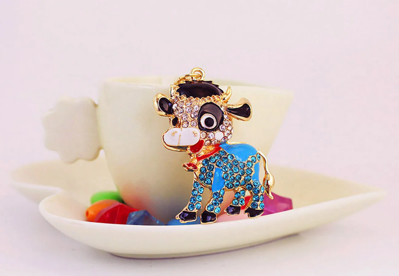 1 Piece Cute Sweet Cattle Alloy Inlay Zircon Women's Keychain display picture 4