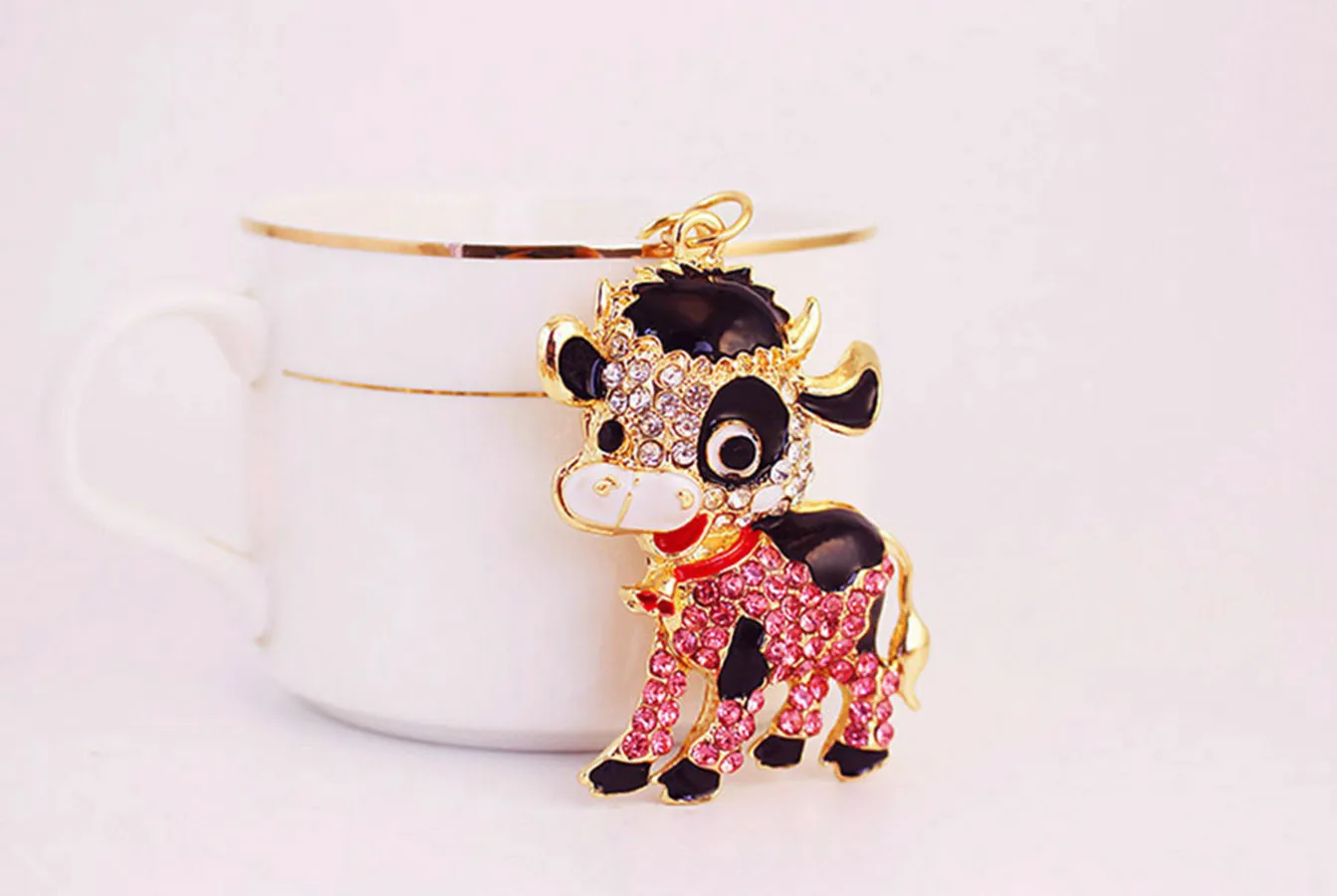 1 Piece Cute Sweet Cattle Alloy Inlay Zircon Women's Keychain display picture 7