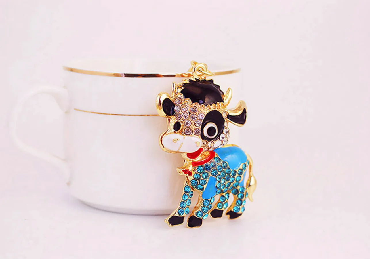 1 Piece Cute Sweet Cattle Alloy Inlay Zircon Women's Keychain display picture 10