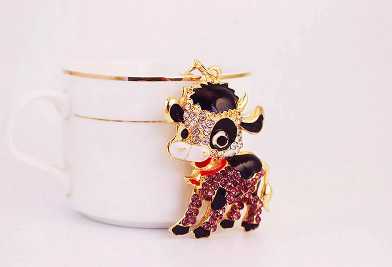 1 Piece Cute Sweet Cattle Alloy Inlay Zircon Women's Keychain display picture 8