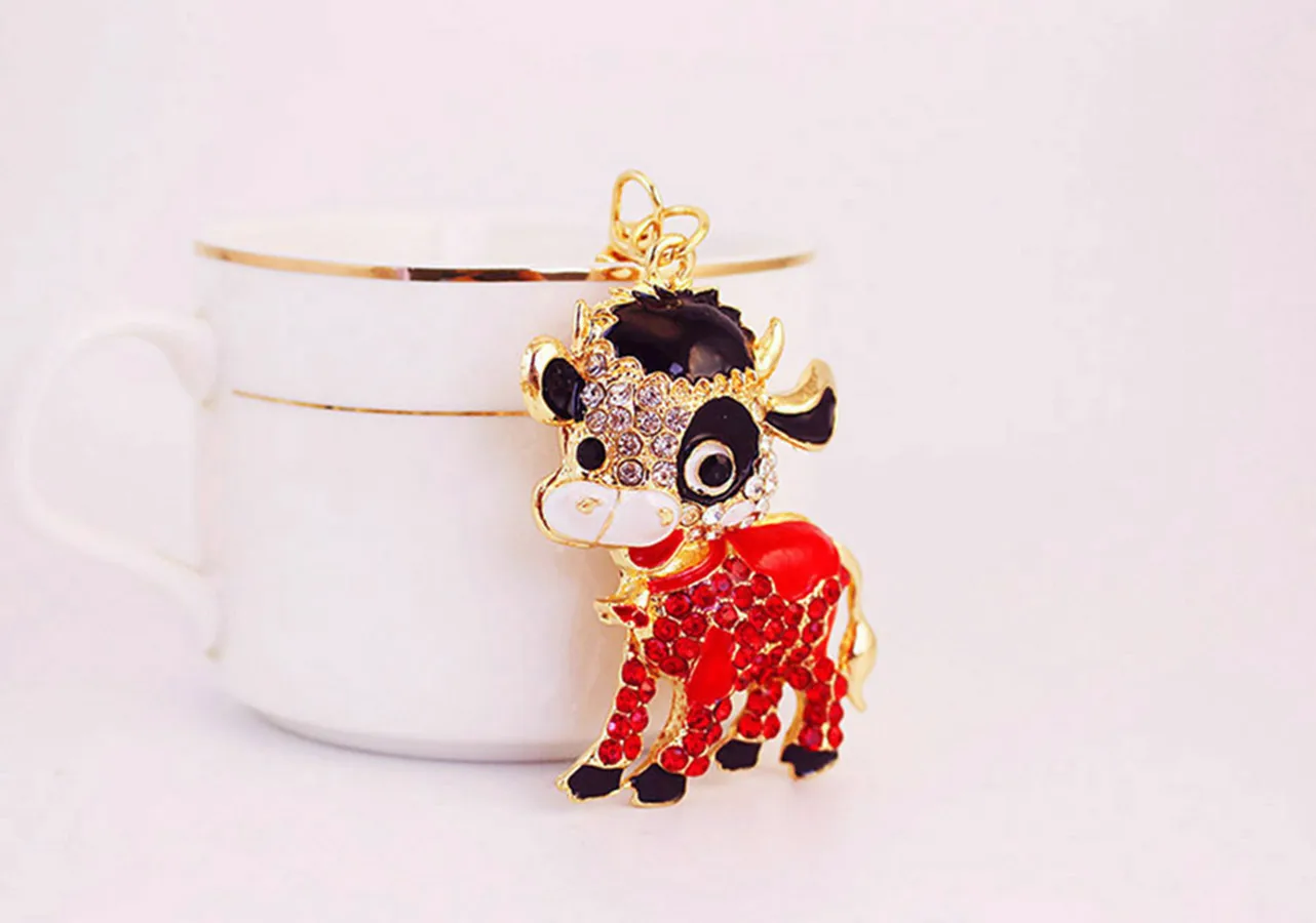 1 Piece Cute Sweet Cattle Alloy Inlay Zircon Women's Keychain display picture 11