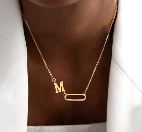 Casual Simple Style Classic Style Paper Clip Letter 201 Stainless Steel 304 Stainless Steel Women's Pendant Necklace display picture 1