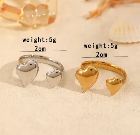 Casual Simple Style Heart Shape 304 Stainless Steel Women's Open Rings display picture 1