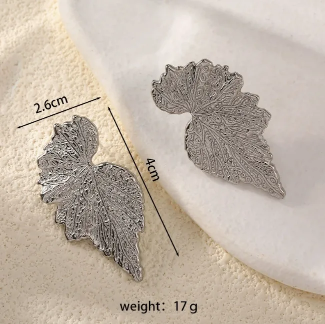 1 Pair Simple Style Classic Style Leaf Solid Color Plating 304 Stainless Steel 18K Gold Plated Ear Studs display picture 4