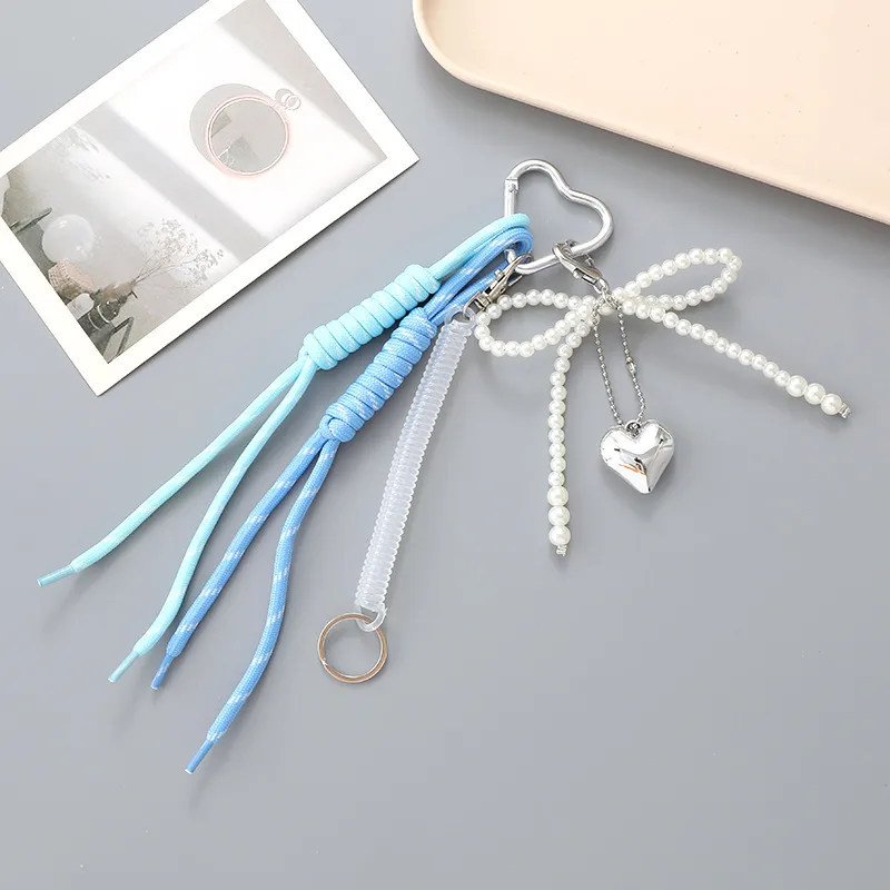 New Miu Bag Hanging Bow Love Keychain Pendant Personalized All-match Braided Rope Mobile Phone Pendant display picture 7