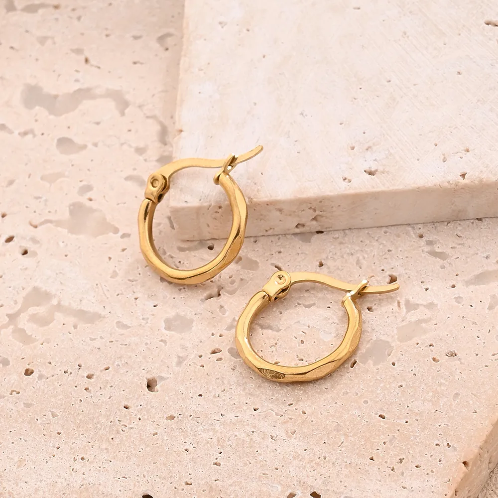 1 Pair/Package Casual Modern Style Simple Style O-Shape Handmade Polishing Plating 304 Stainless Steel 18K Gold Plated Plating Color Rose Gold Plated Earrings display picture 2