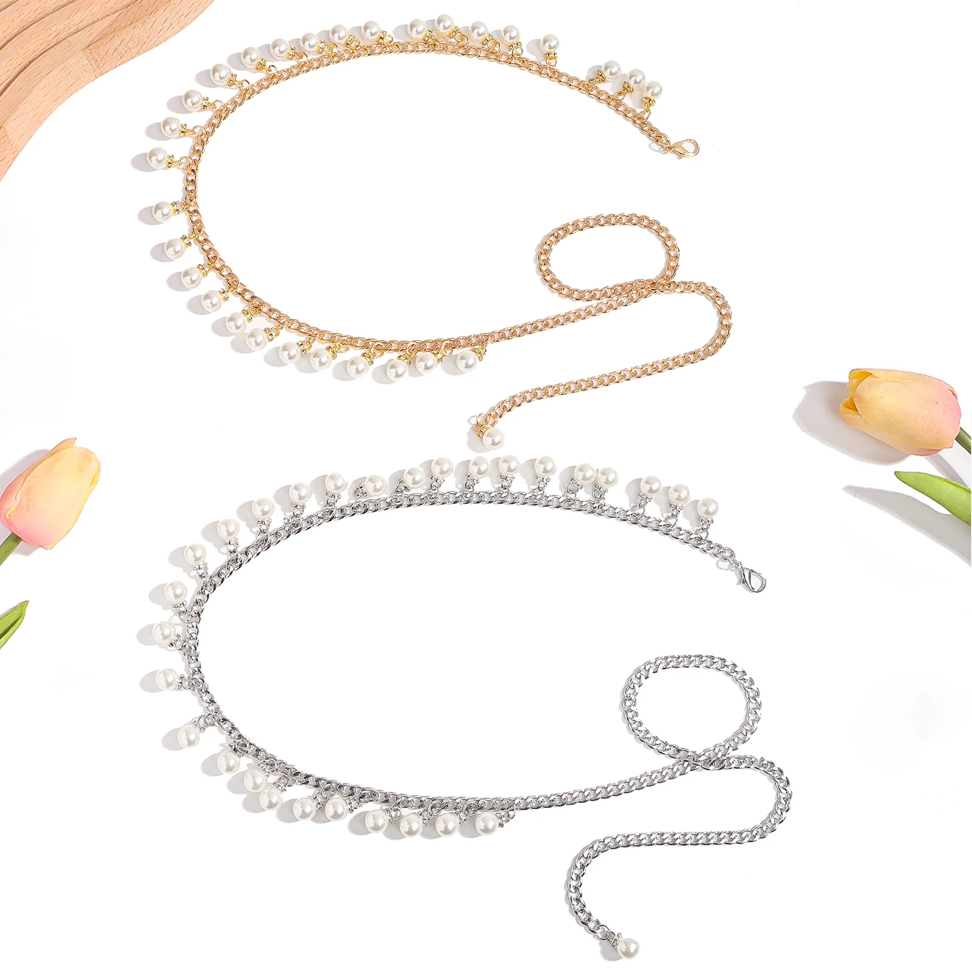 Business Vintage Style Simple Style Pearl Zinc Women's Chain Belts display picture 2