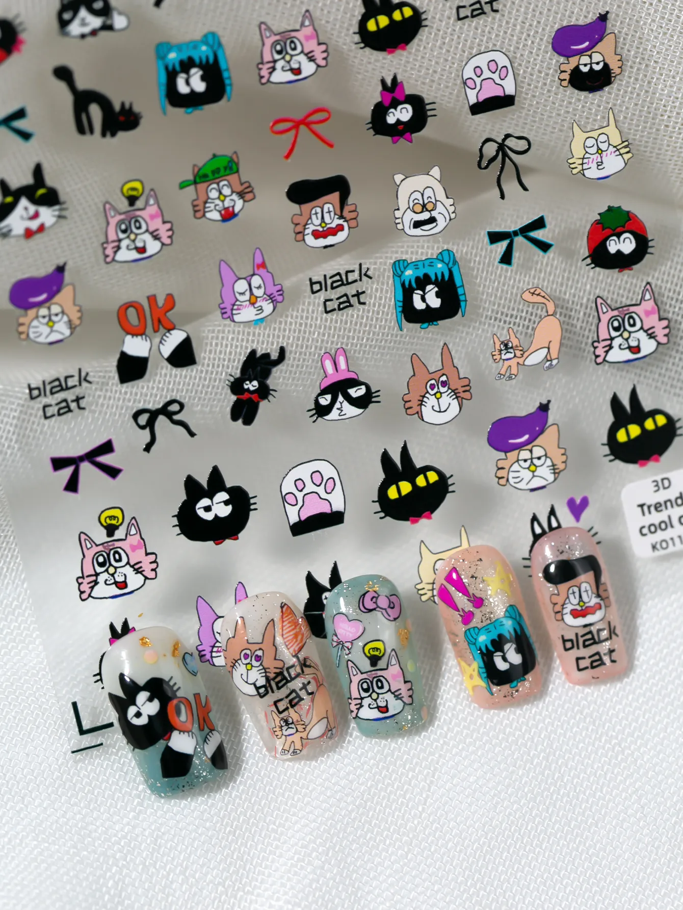 IG Style Cartoon Style Cute Cat Nail Stickers Nail Decoration Accessories display picture 2