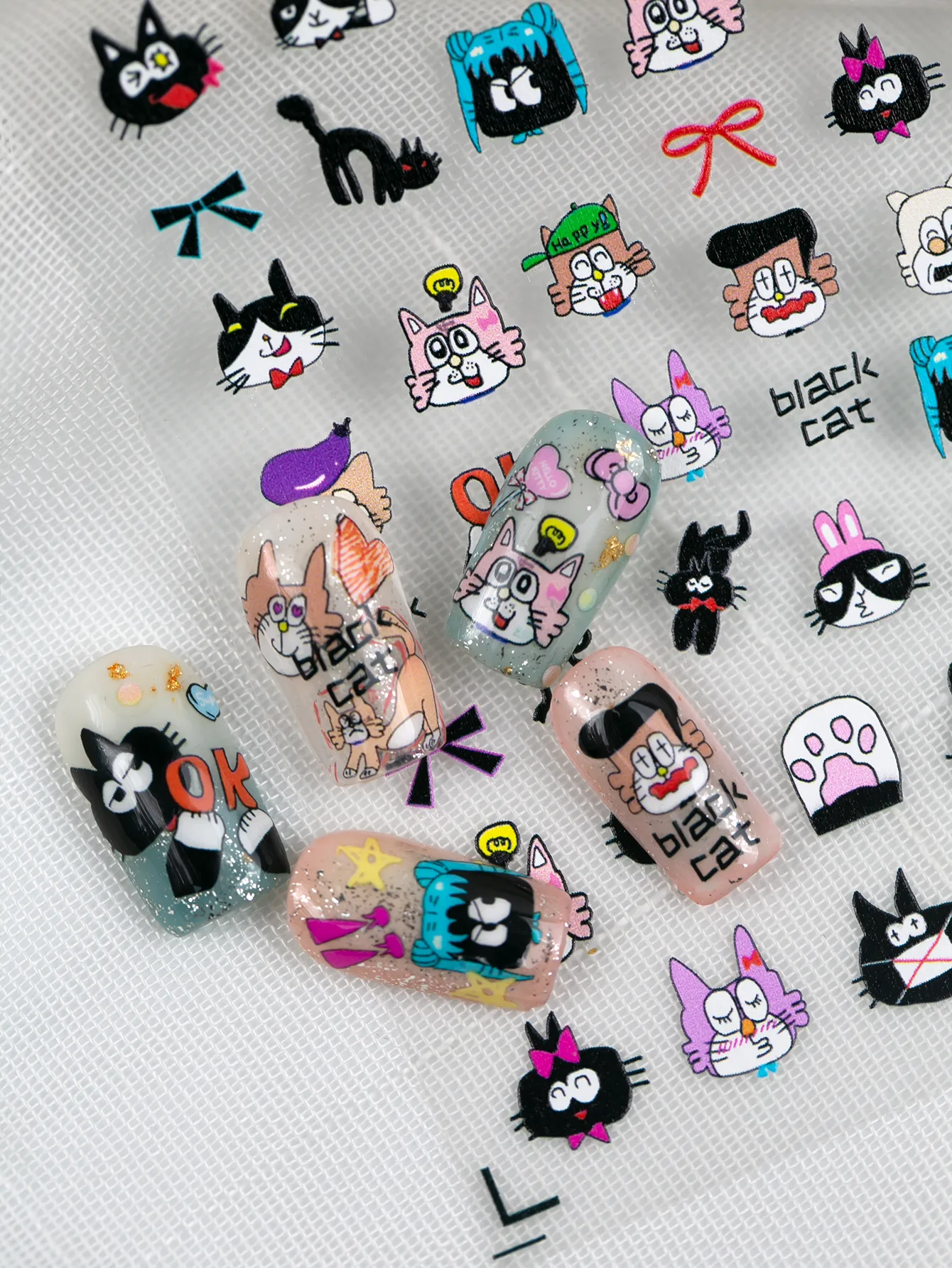 IG Style Cartoon Style Cute Cat Nail Stickers Nail Decoration Accessories display picture 1