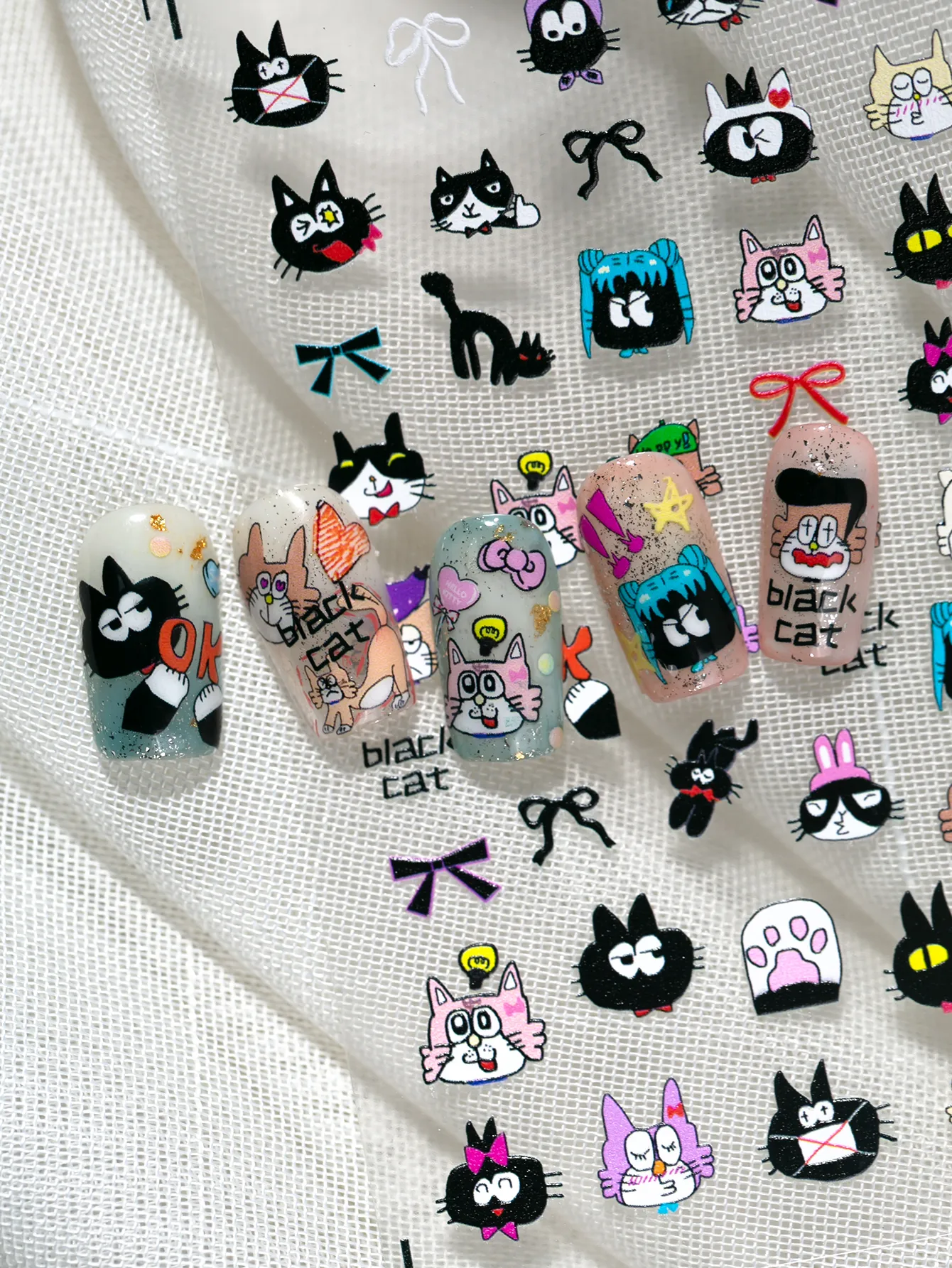 IG Style Cartoon Style Cute Cat Nail Stickers Nail Decoration Accessories display picture 4