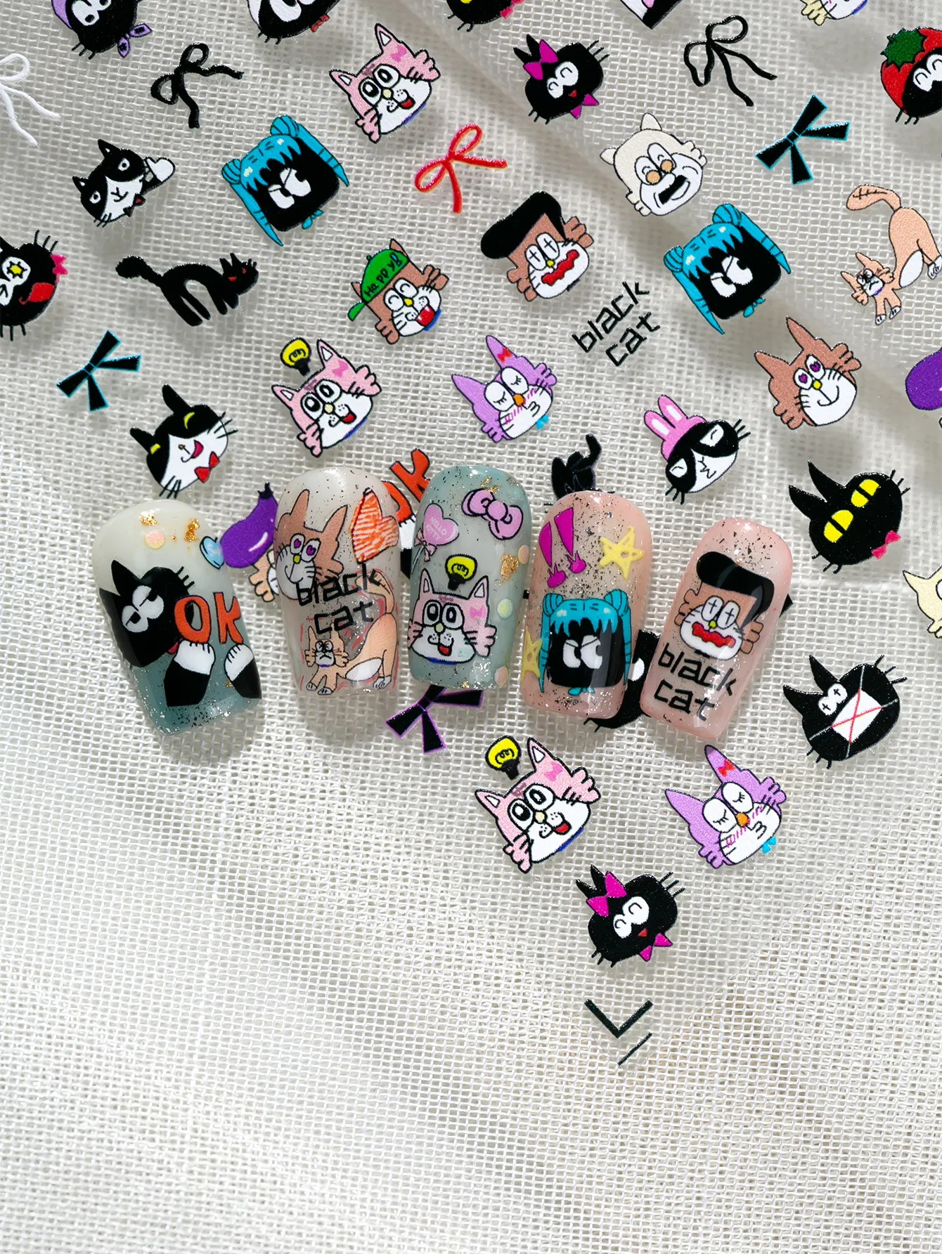 IG Style Cartoon Style Cute Cat Nail Stickers Nail Decoration Accessories display picture 5