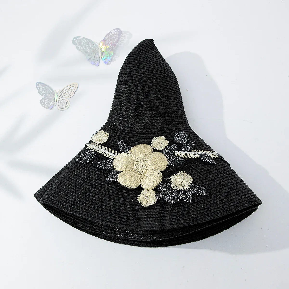 Women's Pastoral Simple Style Flower Big Eaves Sun Hat display picture 2