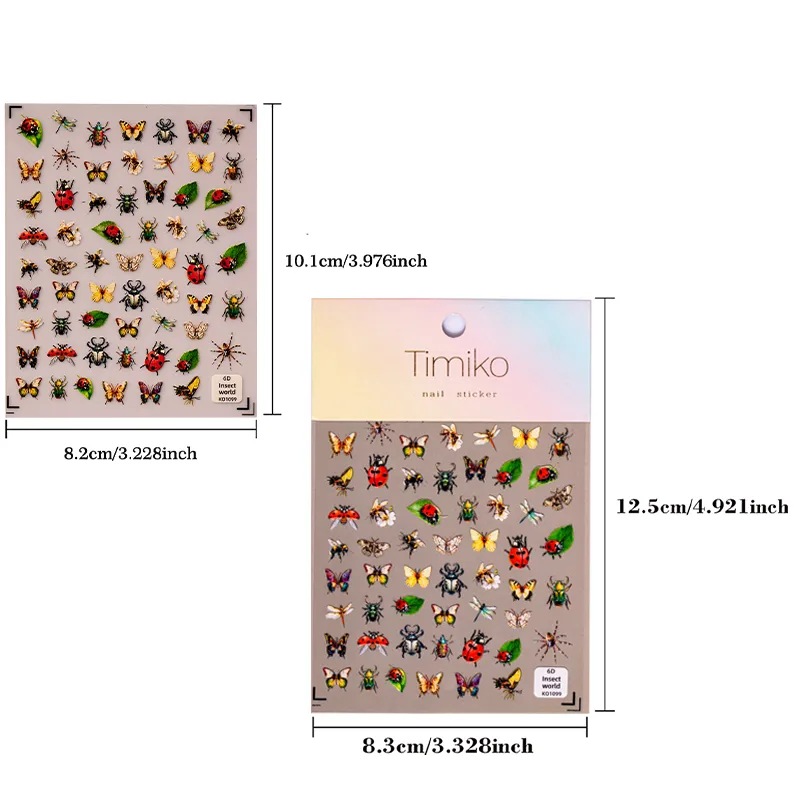 Hawaiian Tropical Pastoral Insect Dragonfly Butterfly Nail Stickers Nail Patches display picture 8