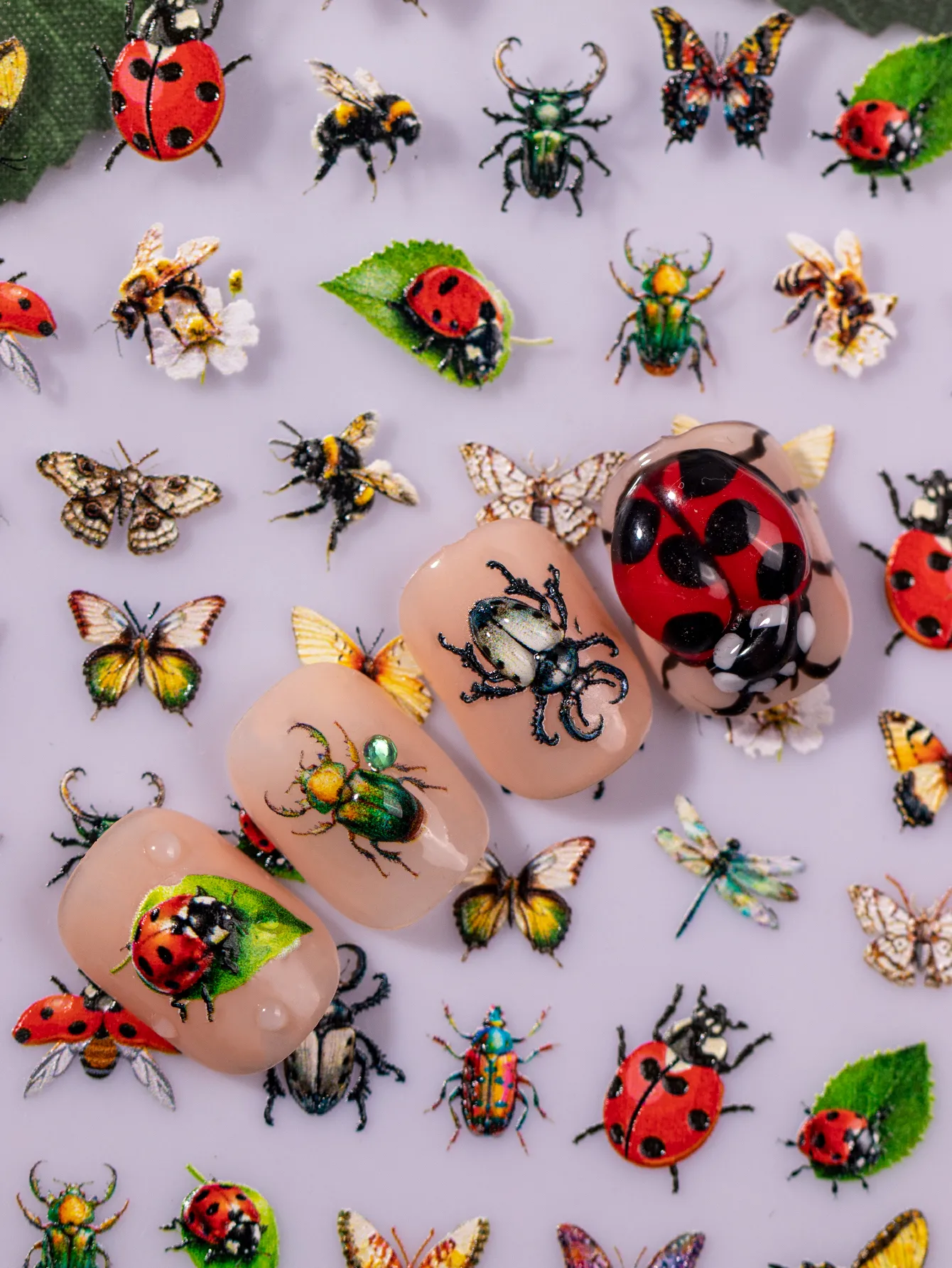Hawaiian Tropical Pastoral Insect Dragonfly Butterfly Nail Stickers Nail Patches display picture 1