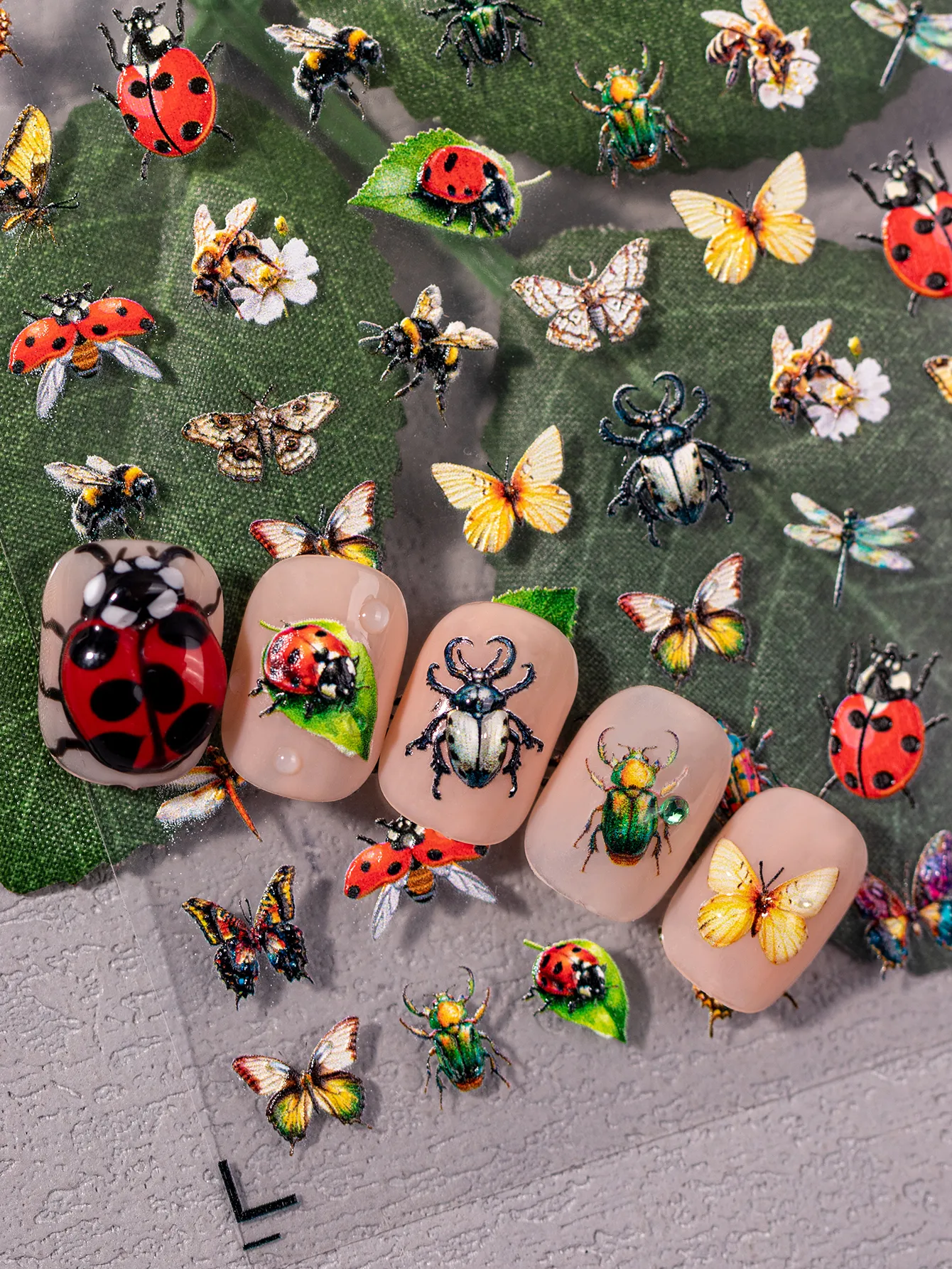 Hawaiian Tropical Pastoral Insect Dragonfly Butterfly Nail Stickers Nail Patches display picture 3