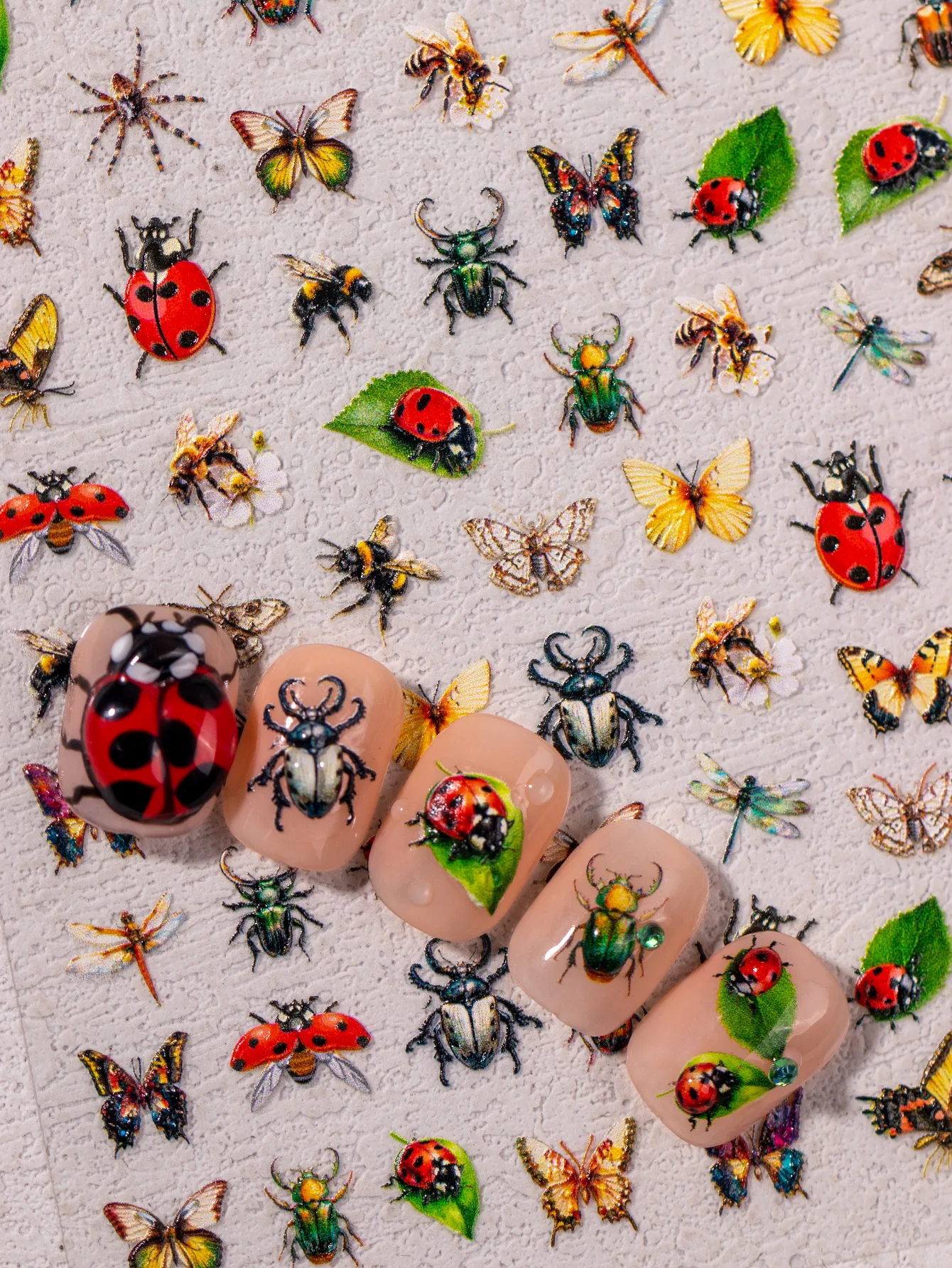 Hawaiian Tropical Pastoral Insect Dragonfly Butterfly Nail Stickers Nail Patches display picture 5