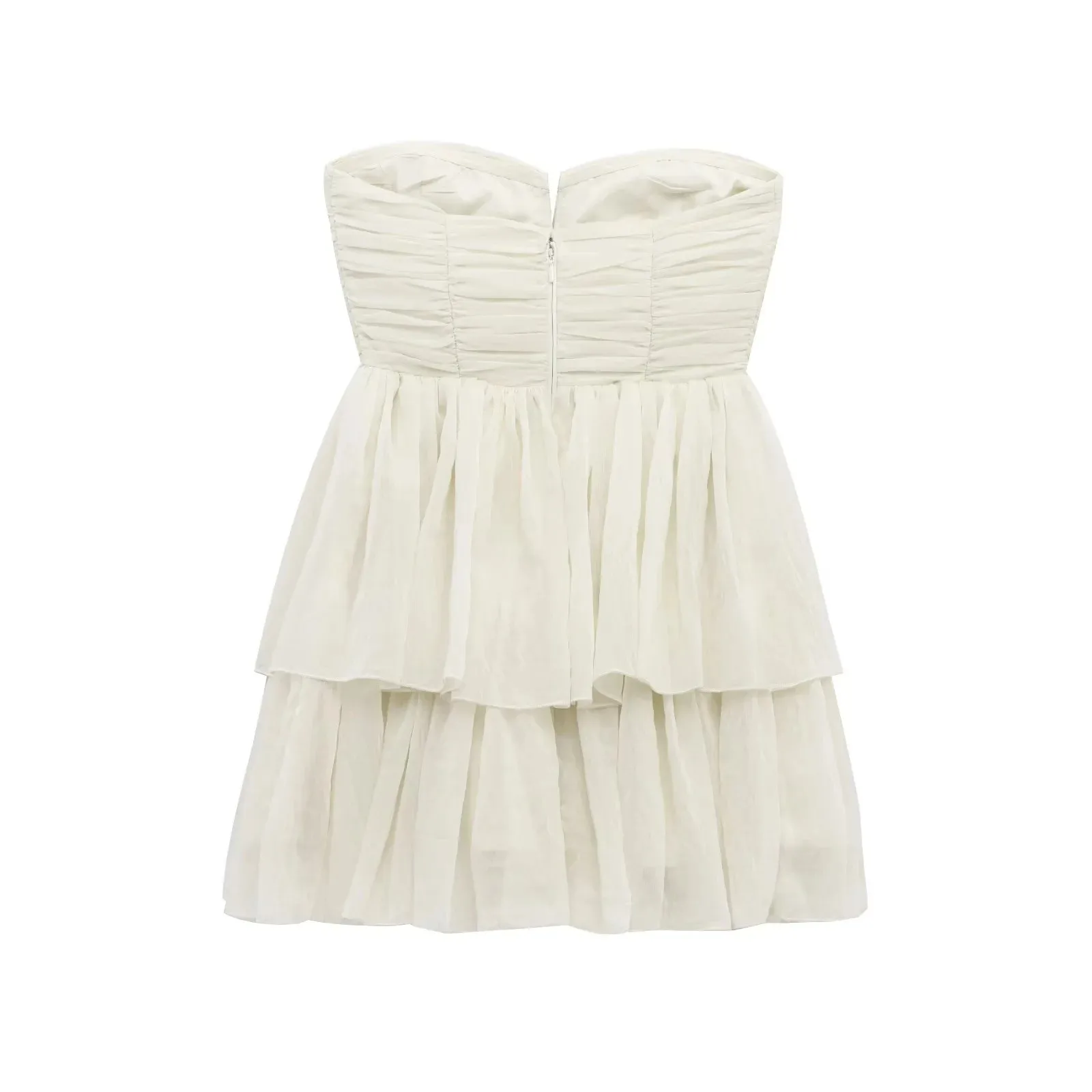 Women's Tube Top Dress Elegant Tube Top Collarless Sleeveless Solid Color Above Knee Casual Date display picture 2