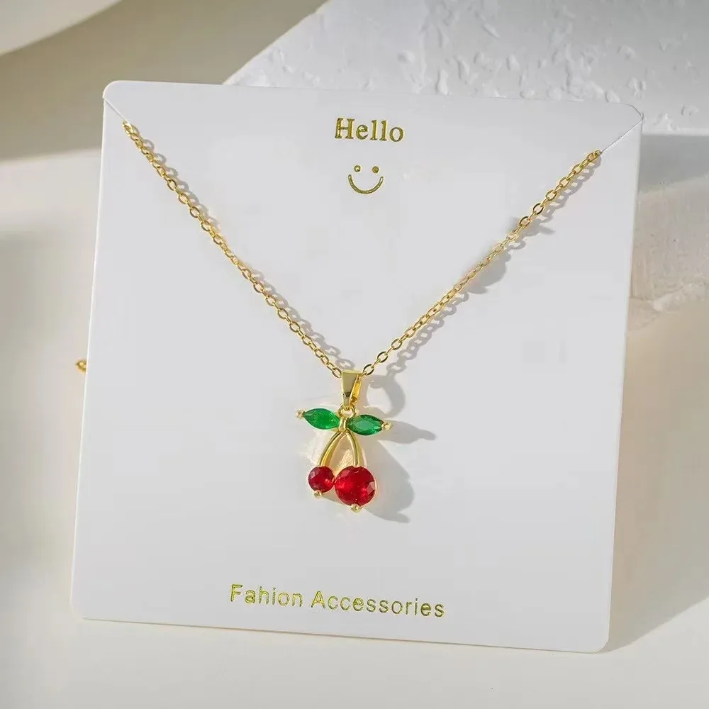 Casual Commute Cherry Strawberry 201 Stainless Steel Copper Inlay Zircon Women's Pendant Necklace display picture 5