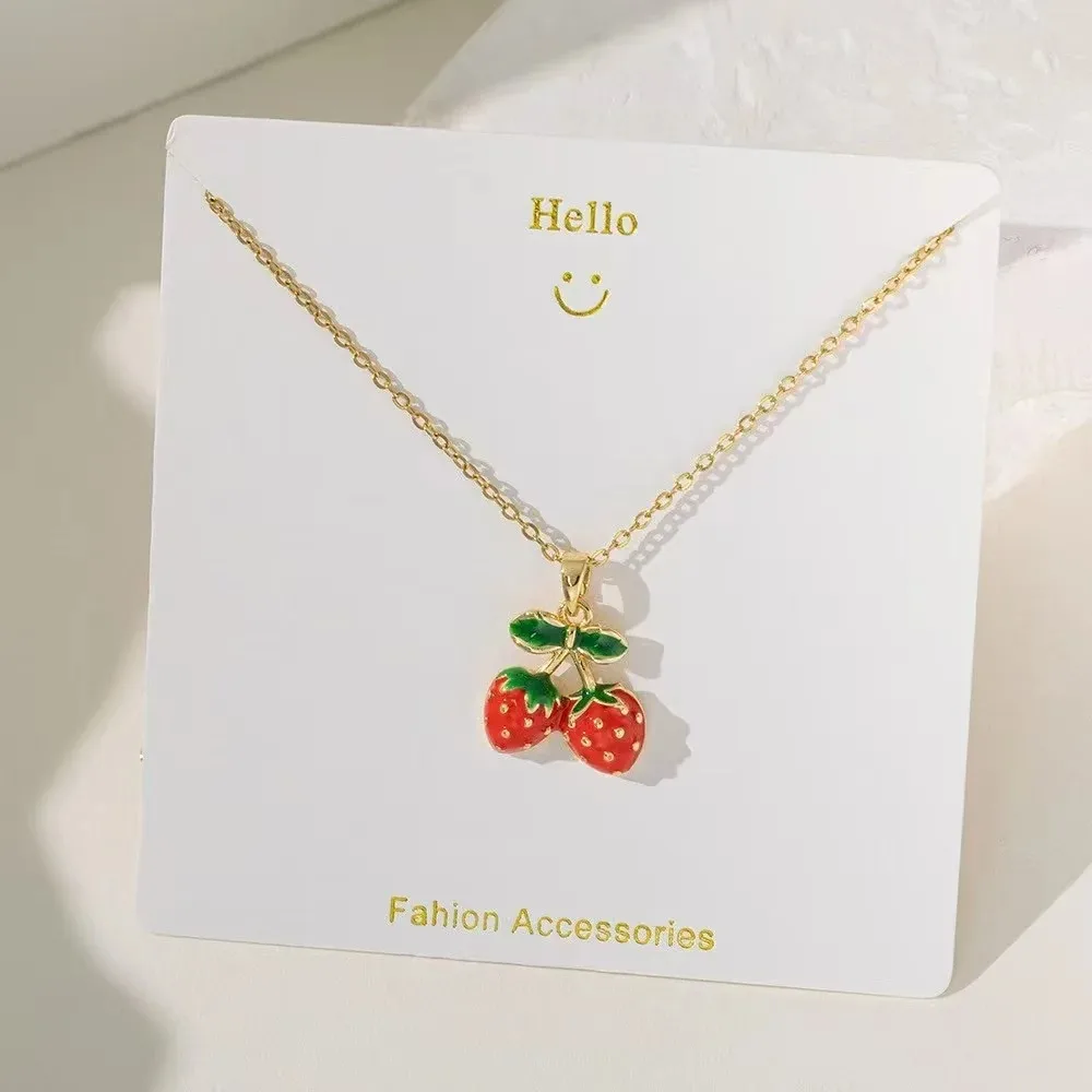Casual Commute Cherry Strawberry 201 Stainless Steel Copper Inlay Zircon Women's Pendant Necklace display picture 3