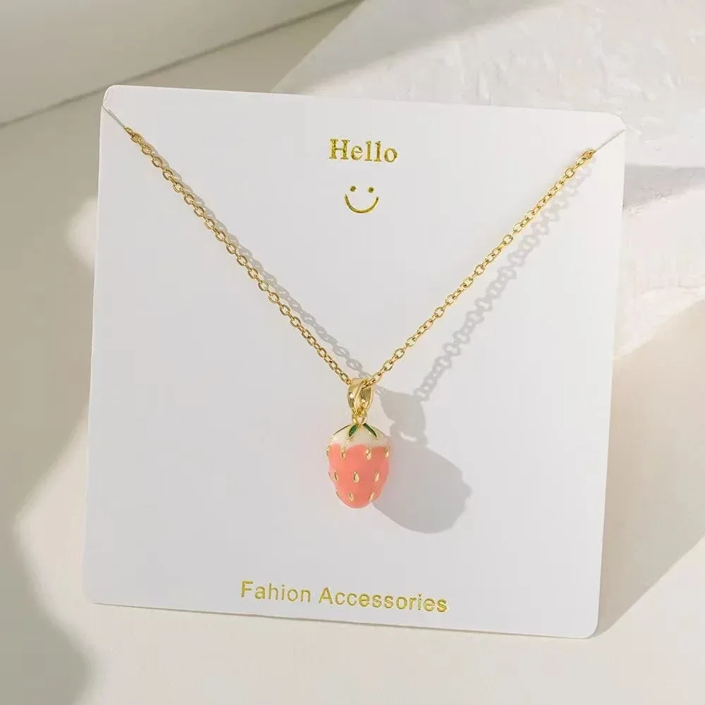 Casual Commute Cherry Strawberry 201 Stainless Steel Copper Inlay Zircon Women's Pendant Necklace display picture 7