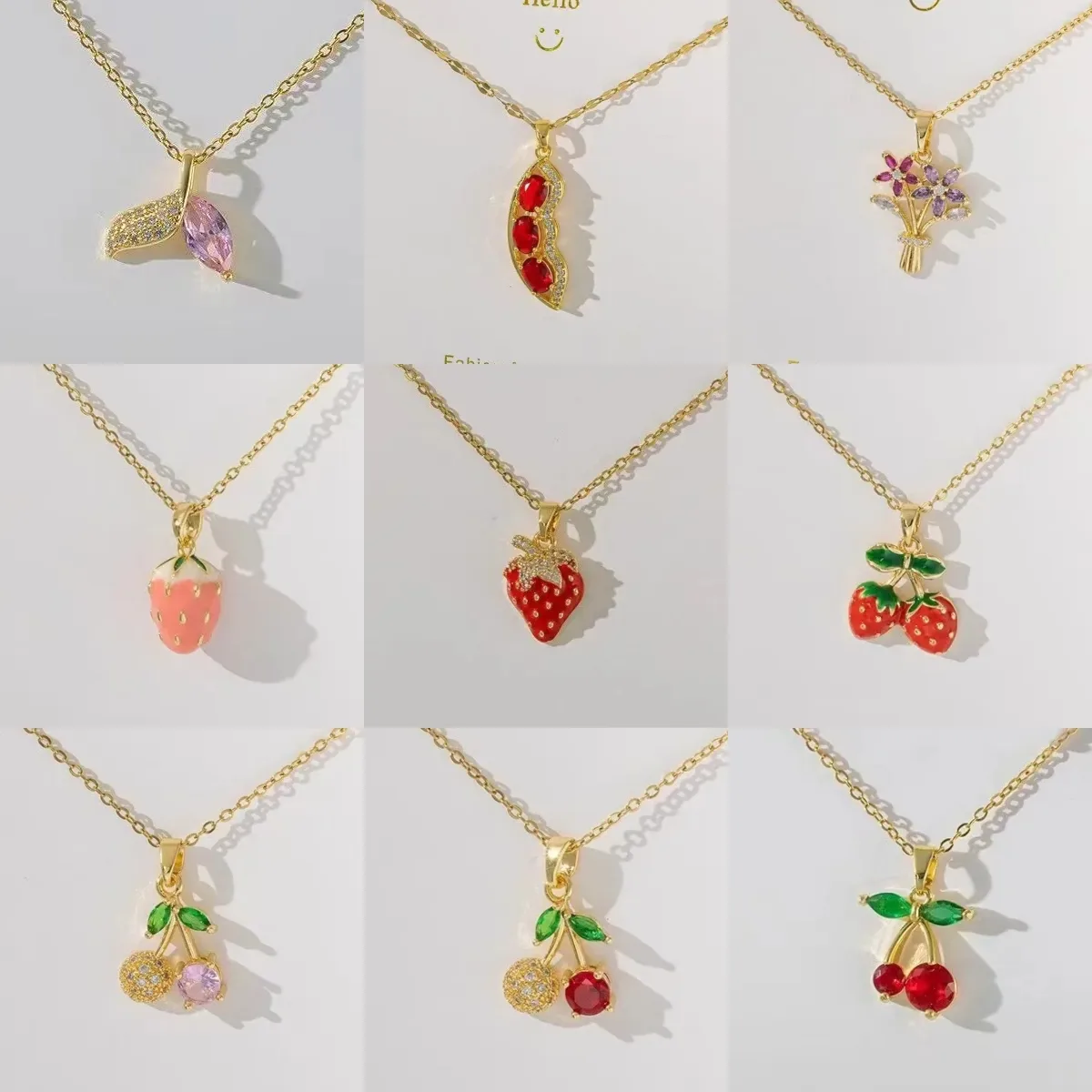 Casual Commute Cherry Strawberry 201 Stainless Steel Copper Inlay Zircon Women's Pendant Necklace display picture 9