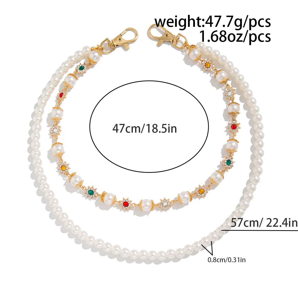 1 Piece Retro Punk Streetwear Round Imitation Pearl Alloy Inlay Rhinestones Unisex Phants Zipper display picture 2