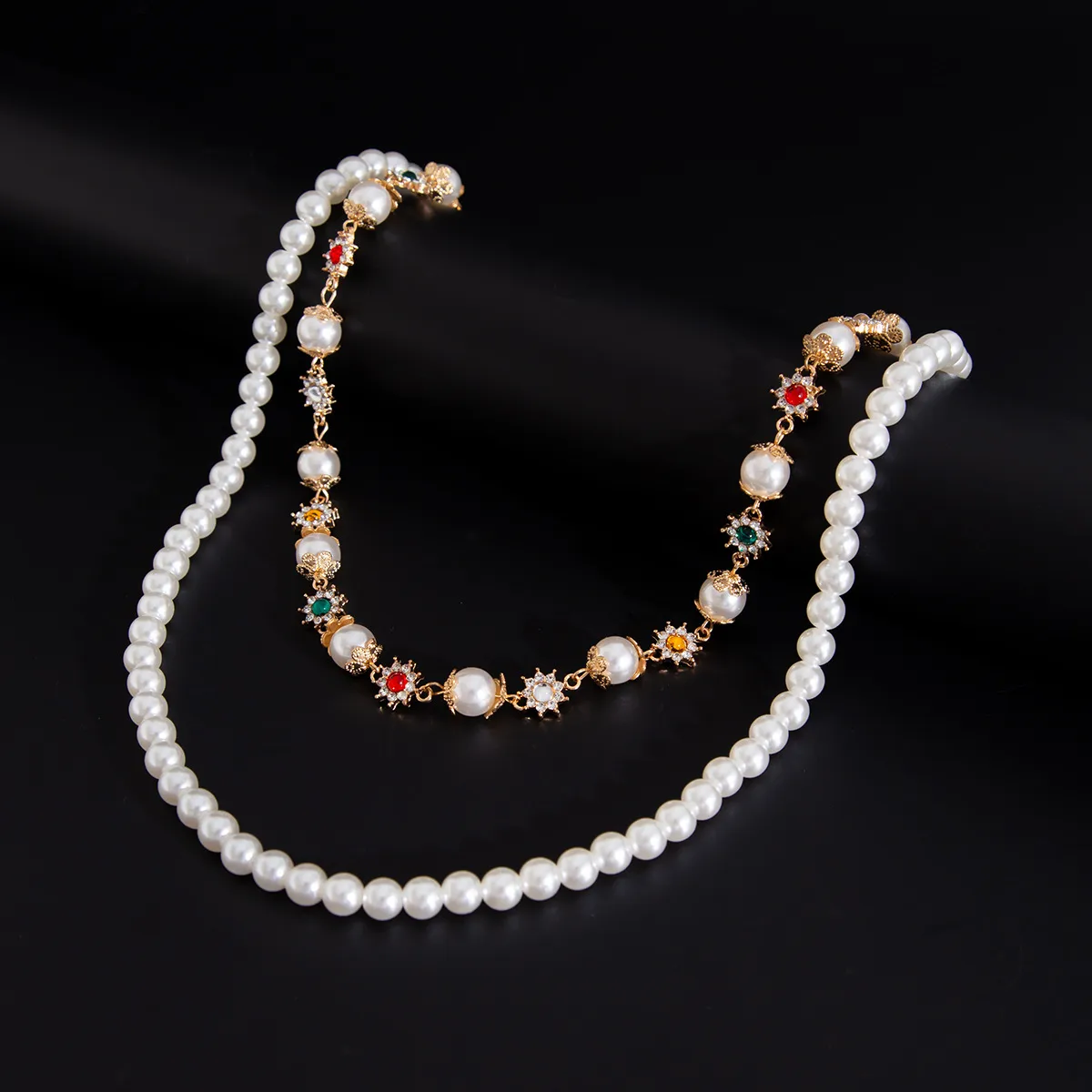 1 Piece Retro Punk Streetwear Round Imitation Pearl Alloy Inlay Rhinestones Unisex Phants Zipper display picture 5