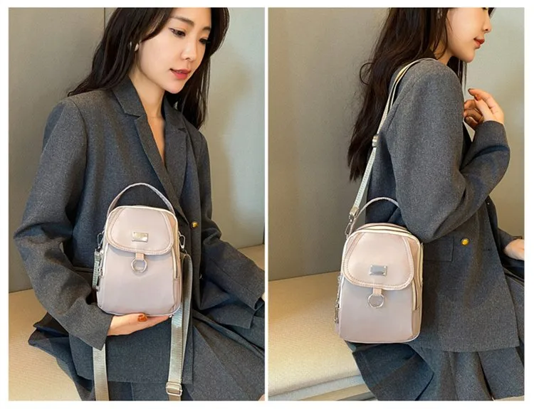 Women's Oxford Cloth Solid Color Classic Style Square Zipper Shoulder Bag Crossbody Bag display picture 2