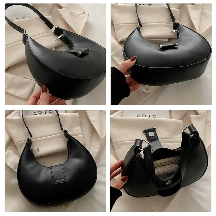Women's Pu Leather Solid Color Streetwear Sewing Thread Square Zipper Underarm Bag display picture 1