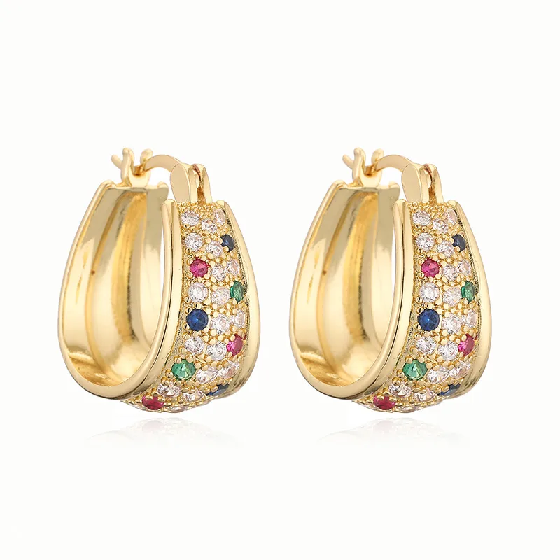 1 Pair Luxurious Simple Style Shiny U Shape Oval Plating Inlay Copper Zircon 18K Gold Plated Earrings display picture 4