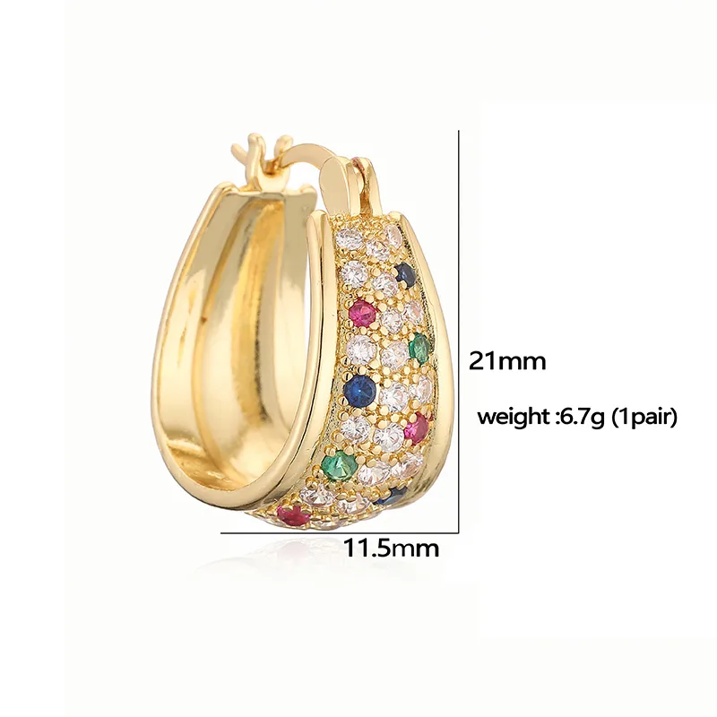 1 Pair Luxurious Simple Style Shiny U Shape Oval Plating Inlay Copper Zircon 18K Gold Plated Earrings display picture 3