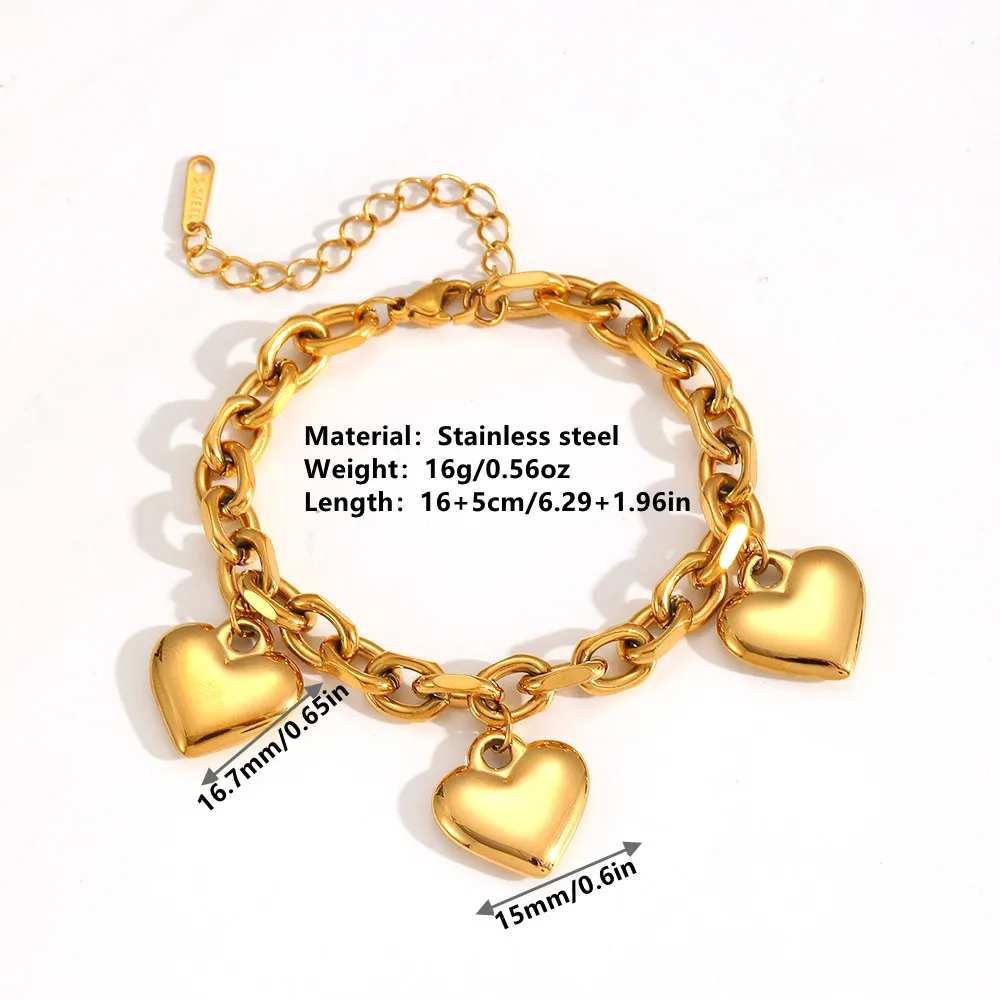 Elegant Lady Streetwear Heart Shape Titanium Steel 18K Gold Plated Women's Bracelets display picture 7