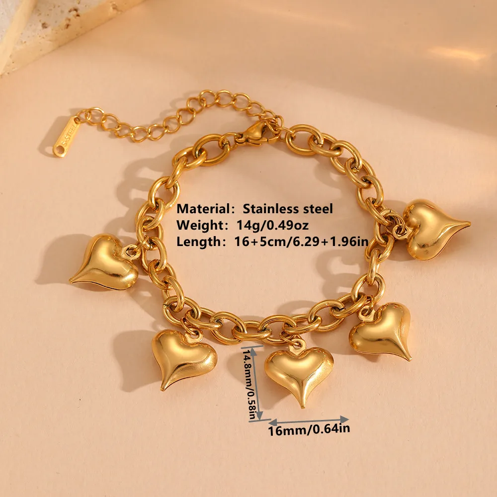 Elegant Lady Streetwear Heart Shape Titanium Steel 18K Gold Plated Women's Bracelets display picture 2