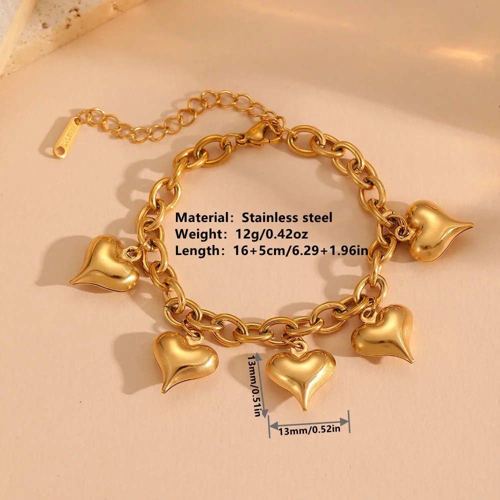 Elegant Lady Streetwear Heart Shape Titanium Steel 18K Gold Plated Women's Bracelets display picture 3